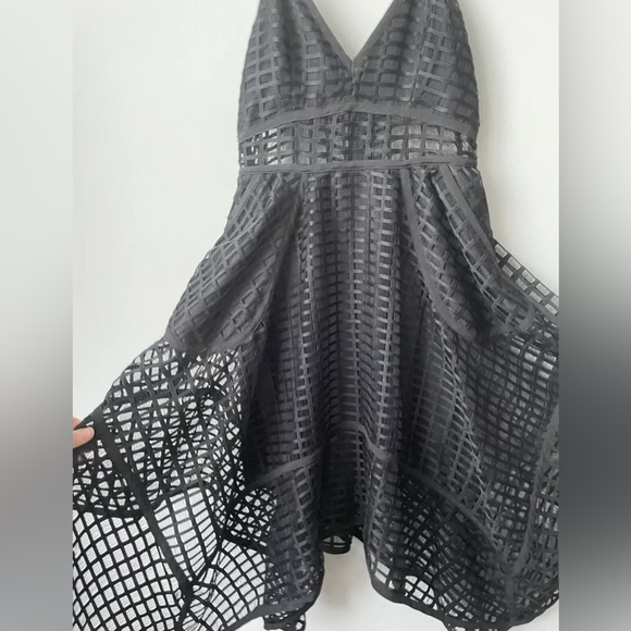 NBD Revolve Cocktail Dress in Black Semi Sheer Mesh Ruffle Sleeveless Gown S EUC - Picture 2 of 15